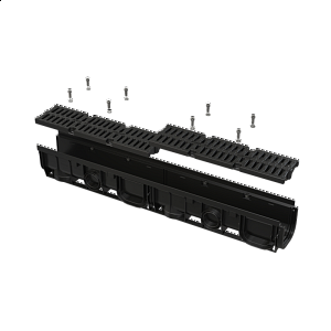 Venkovní žlab 100&nbsp;mm s&nbsp;plastovým rámem a&nbsp;plastovým roštem A15