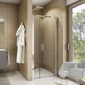 SanSwiss TOP-LINE Jednokřídlé dveře s pevnou stěnou v rovině (pant u zdi) TOP311400444
