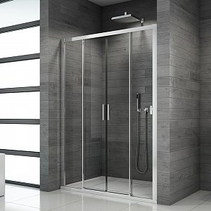 SanSwiss TOP-LINE Dvoudílné posuvné dveře s 2 pevnými stěnami v rovině_bezbariérové TBFS4SM15007