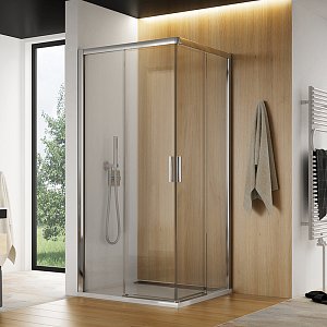 SanSwiss TOP-LINE Rohový vstup s dvoudílnými posuvnými dveřmi_bezbariérový_nerovnostranné provedení TBFGSM20122