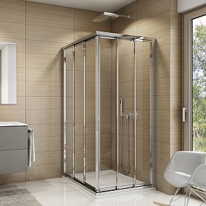 SanSwiss TOP-LINE Rohový vstup s třídílnými posuvnými dveřmi TOE3D12000422