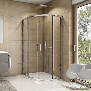 SanSwiss TOP-LINE Čtvrtkruh s dvoudílnými posuvnými dveřmi R500 TOPR50SM20444