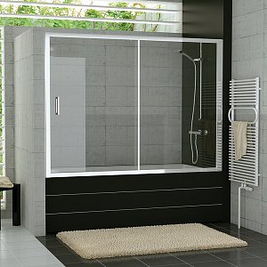 SanSwiss TOP-LINE Vanové posuvné dveře s pevnou stěnou v rovině TOPB2SM15049
