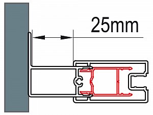 SanSwiss TOP-LINE, TOP-LINE S, ECO-LINE Stohovací profil k rozšíření dveří nebo boční stěny ke zdi o 25 mm ACT1.SF.1898